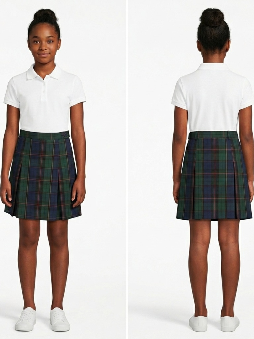 Marshall Green and Navy Plaid Pleated Skirt